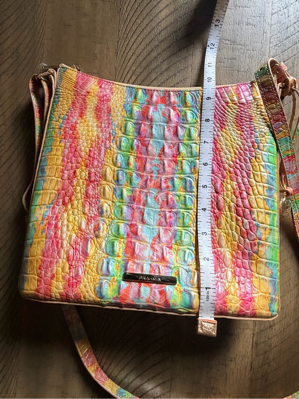 Brahmin Multicolor Croc Embossed Shoulder Crossbody Bag Leather Colorful - Picture 11 of 17